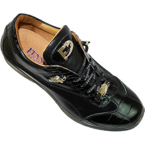Fennix Italy 2929 Black Genuine Alligator / Suede / Nappa Sneakers
